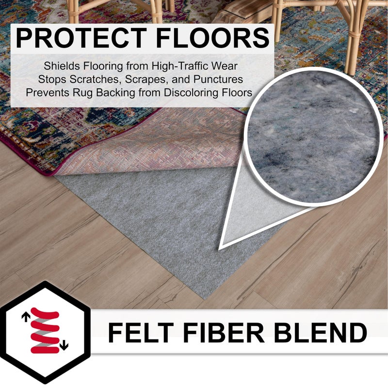 Mohawk Home 12â€™ x 15â€™ Non Slip Grip Rug Pad 1/8" Low Profile Felt Cushion + Rubber Gripper, Great For High Traffic Areas - Safe For All Floors - Image 5
